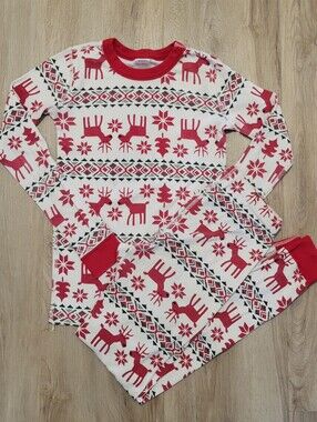 Hanna Andersson Dear Deer Pajama Set Youth Sz 12 Organic Cotton Nordic Fair Isle